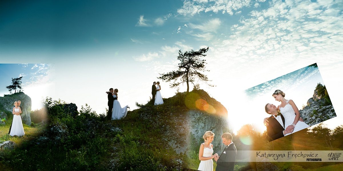 Piękny plener wykonany przez fotografa ślubnego z Bielska o zachodzi słońca